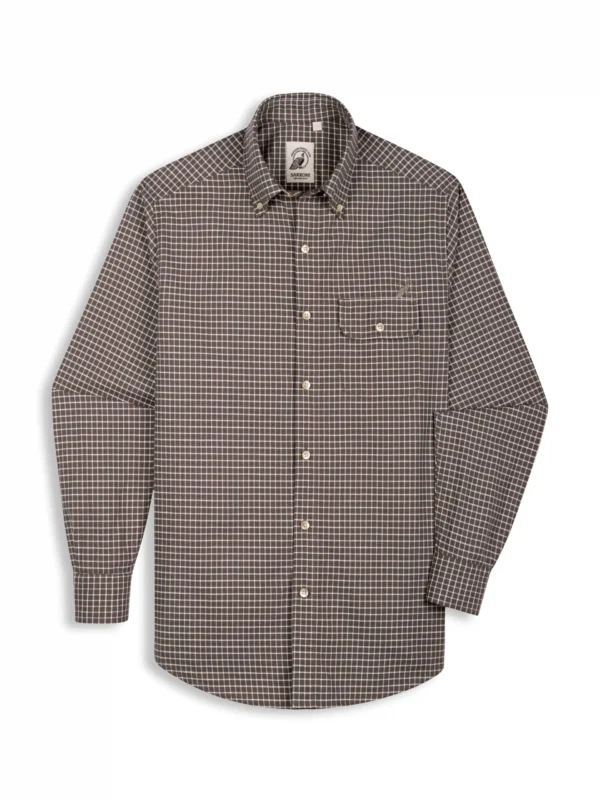 The Udai: Regular Fitted Egyptian Cotton Checkered Single Pocket Shirt with Embroidery