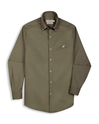 The Rawal: Slim Fit Solid Pistachio Green Shirt with Embroidery