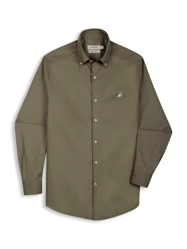 The Rawal: Regular Fitted Solid Pistachio Green Shirt with Embroidery