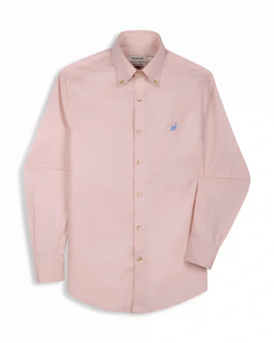 The Rawal: Slim Fit Solid Salmon Shirt with Embroidery