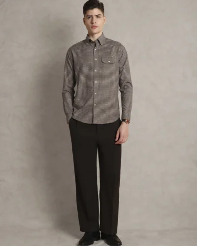 The Udai: Slim Fit Egyptian Cotton Checkered Single Pocket Shirt with Embroidery