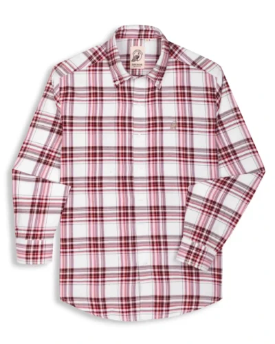 The Rawal: Slim Fit White-Red Checkered Oxford Shirt With Embroidery