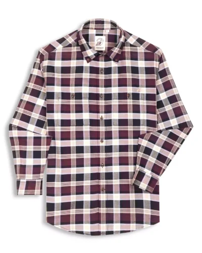The Rawal: Slim Fit Black-Maroon Checkered Oxford Shirt With Embroidery